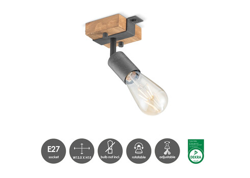 Kohtvalgusti DENTON puit, 9x9xH14 cm, E27