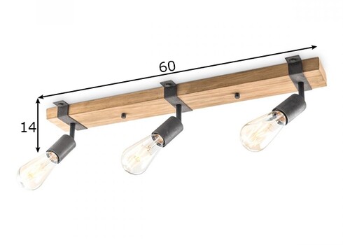 Kohtvalgusti DENTON puit, 60xH14 cm, E27