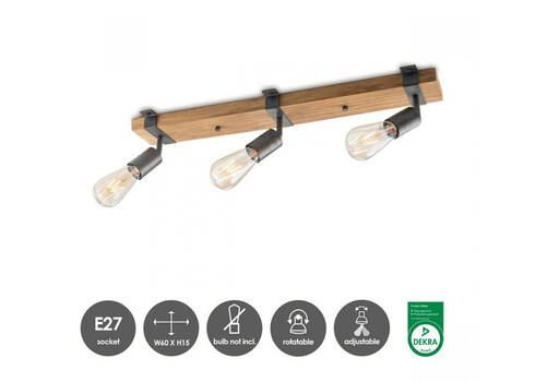 Kohtvalgusti DENTON puit, 60xH14 cm, E27