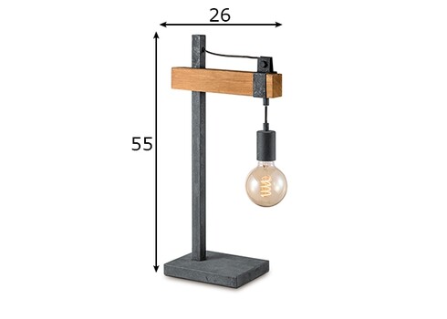Lauavalgusti DENTON puit / hall, 15x26xH55 cm, E27