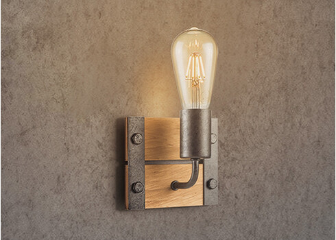 Seinavalgusti DENTON puit / hall, 15xH12,5 cm, E27