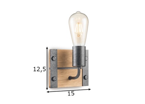 Seinavalgusti DENTON puit / hall, 15xH12,5 cm, E27