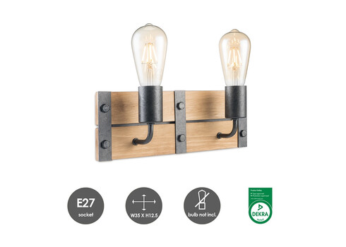 Seinavalgusti DENTON puit / hall, 35xH12,5 cm, E27