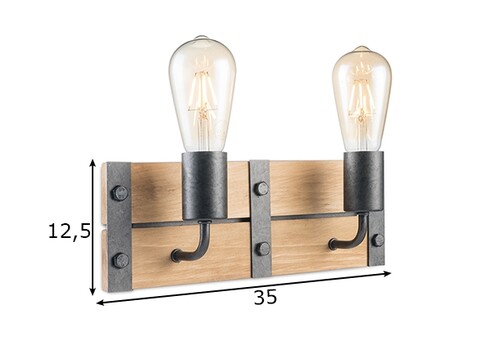 Seinavalgusti DENTON puit / hall, 35xH12,5 cm, E27