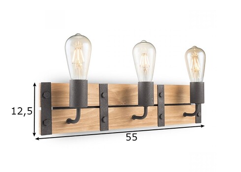 Seinavalgusti DENTON puit / hall, 55xH12,5 cm, E27