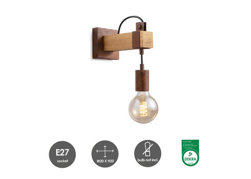 Seinavalgusti DENTON puit / rooste, 20x10xH20 cm, E27