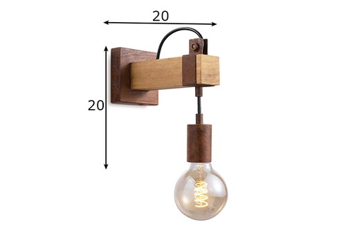 Seinavalgusti DENTON puit / rooste, 20x10xH20 cm, E27