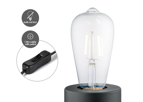 Lauavalgusti DRY must, D7,5xH10 cm, E27