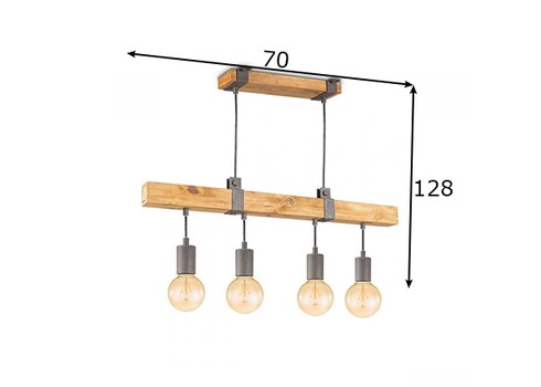 Rippvalgusti DENTON puit, 70xH128 cm, E27