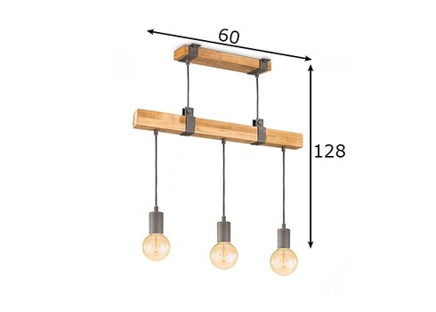 Rippvalgusti DENTON puit, 60x14xH128 cm, E27