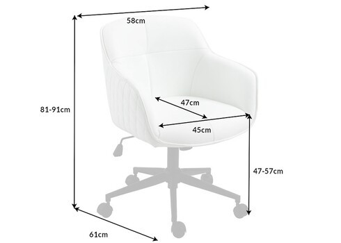 Kontoritool EUPHORIA valge, 58x61xH81-91 cm