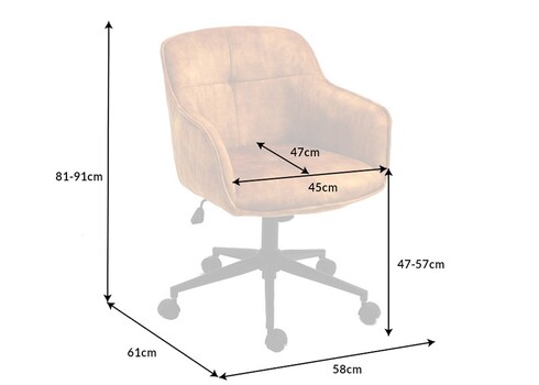 Kontoritool EUPHORIA sinepikollane, 58x61xH81-91 cm