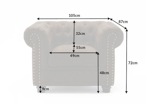 Tugitool CHESTERFIELD antiikpruun, 105x87xH72 cm