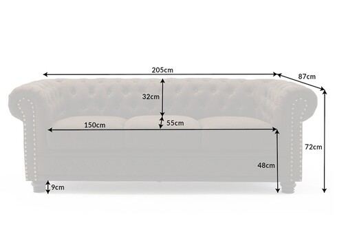 Diivan CHESTERFIELD II antiikpruun, 205x87xH72 cm