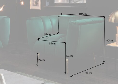 Tugitool NOBLESSE smaragdroheline, 105x90xH80 cm
