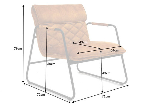 Tugitool MUSTANG sinepikollane, 71x72xH79 cm