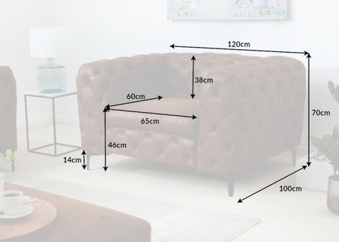 Tugitool MODERN BAROQUE antiikpruun, : 120x100xH70 cm