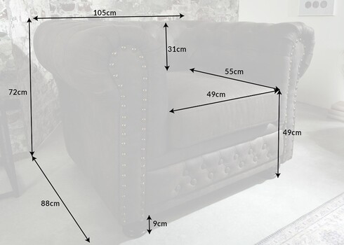 Tugitool CHESTERFIELD antiikhall, 105x85xH70 cm