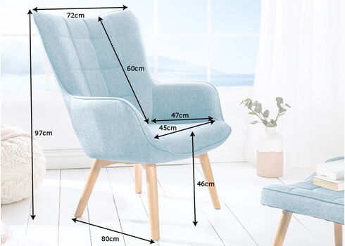 Tugitool SCANDINAVIA helesinine, 72x80xH97 cm