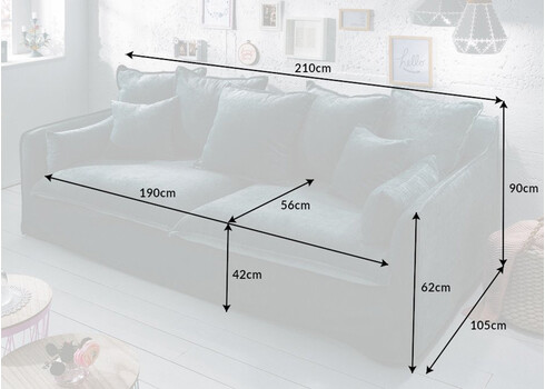 Diivan HEAVEN sinakashall,  210x105xH90 cm