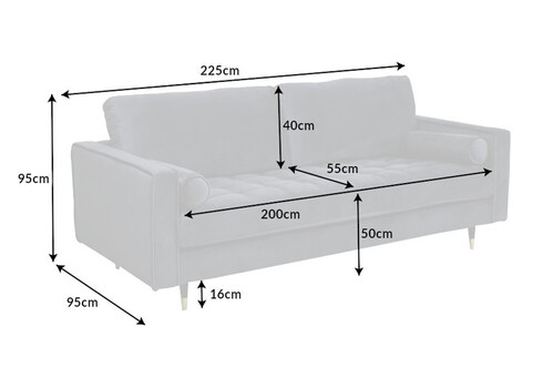 Diivan VELVET hall, 225x95xH90 cm