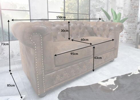Diivan CHESTERFIELD antiikpruun, 150x85xH73 cm