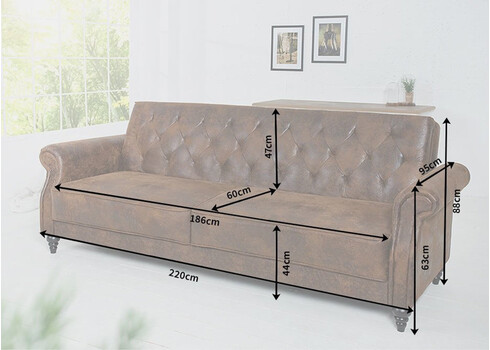 Diivanvoodi MAISON BELLE II antiikpruun, 220x95xH88 cm