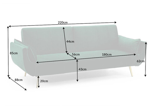 Diivanvoodi DIVANI II smaragdroheline, 215x91xH85 cm
