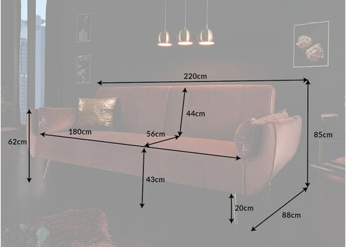 Diivanvoodi DIVANI II vanaroosa, 215x91xH85 cm