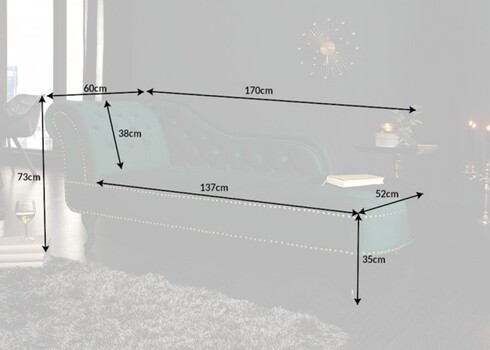 Lamamisdiivan CHESTERFIELD roheline, 170x60xH80 cm