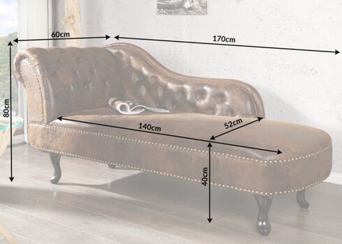 Lamamisdiivan CHESTERFIELD antiikpruun, 170x60xH80 cm