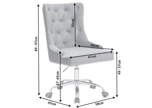 Kontoritool VICTORIAN hõbehall, 58x65xH89-97 cm