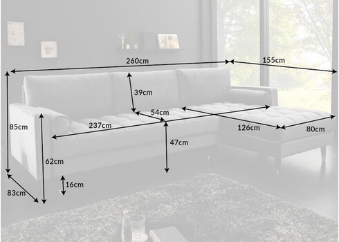 Nurgadiivan VELVET II hall, 260x83xH85 cm