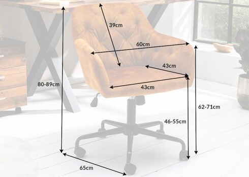 Kontoritool DUTCH COMFORT sinepikollane, 60x65xH80-89 cm