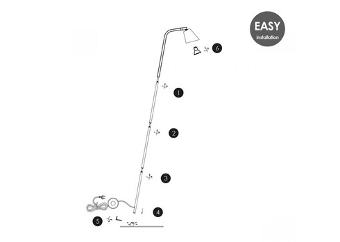 Põrandavalgusti DETROIT must, 26xH154 cm, GU10