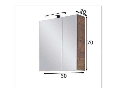 Peegelkapp 76-I tume tamm, 60x20xH70 cm, LED