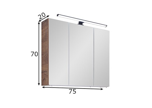 Peegelkapp 76-II tume tamm, 75x20xH70 cm, LED