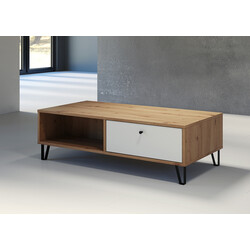 Diivanilaud TOUCH mattvalge / tamm, 110x60xH37 cm