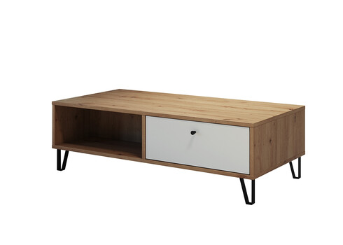 Diivanilaud TOUCH mattvalge / tamm, 110x60xH37 cm