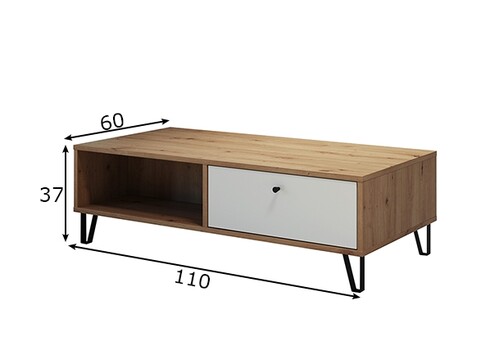 Diivanilaud TOUCH mattvalge / tamm, 110x60xH37 cm