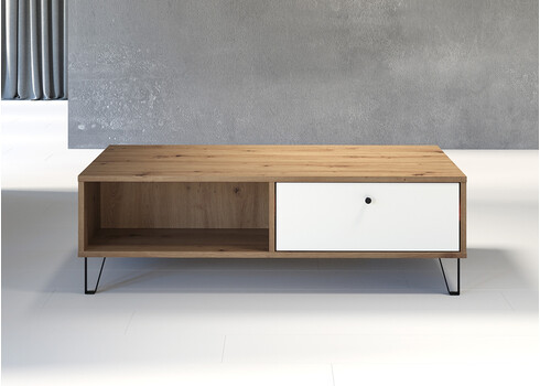 Diivanilaud TOUCH mattvalge / tamm, 110x60xH37 cm