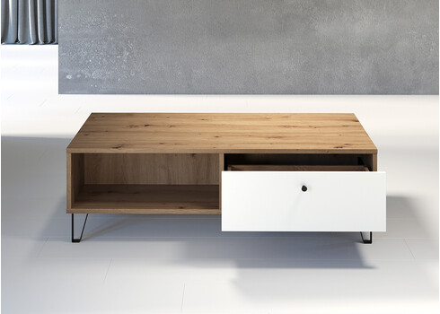 Diivanilaud TOUCH mattvalge / tamm, 110x60xH37 cm