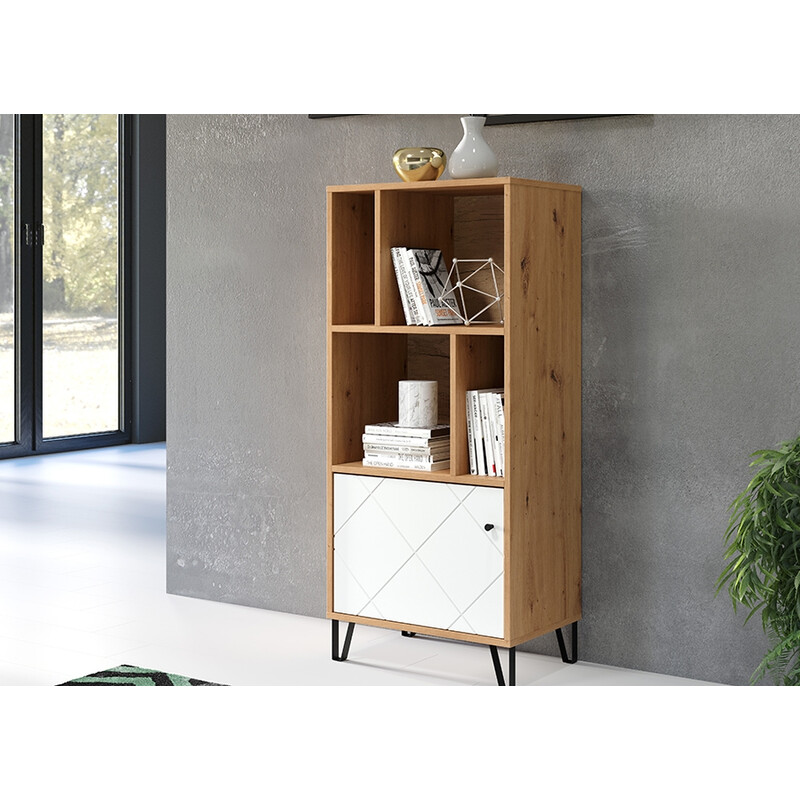 Kapp-riiul TOUCH mattvalge / tamm, 63x40xH136 cm