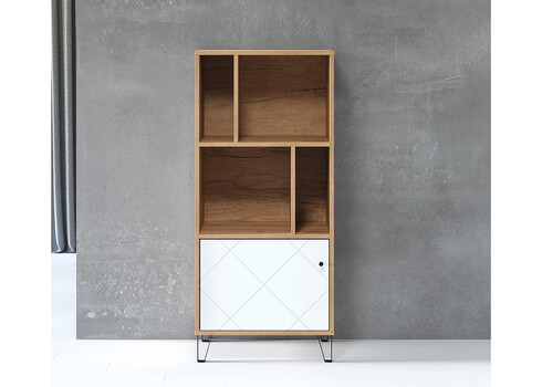 Kapp-riiul TOUCH mattvalge / tamm, 63x40xH136 cm