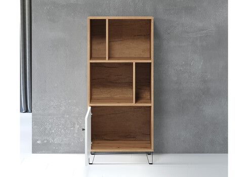 Kapp-riiul TOUCH mattvalge / tamm, 63x40xH136 cm