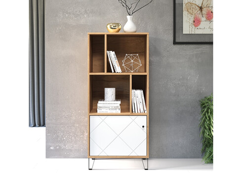 Kapp-riiul TOUCH mattvalge / tamm, 63x40xH136 cm