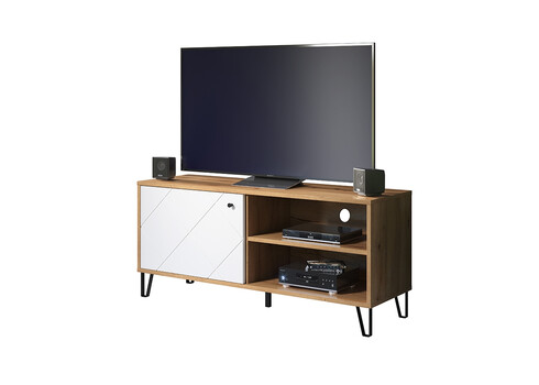 Tv-alus TOUCH mattvalge / tamm, 123x40xH56 cm