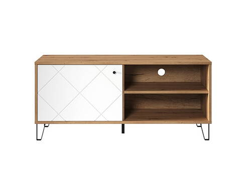 Tv-alus TOUCH mattvalge / tamm, 123x40xH56 cm