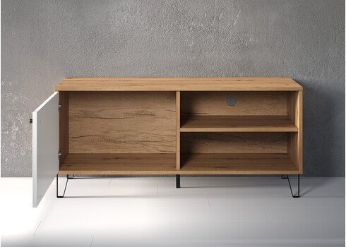 Tv-alus TOUCH mattvalge / tamm, 123x40xH56 cm