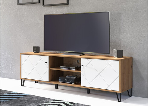 Tv-alus TOUCH mattvalge / tamm, 183x40xH56 cm